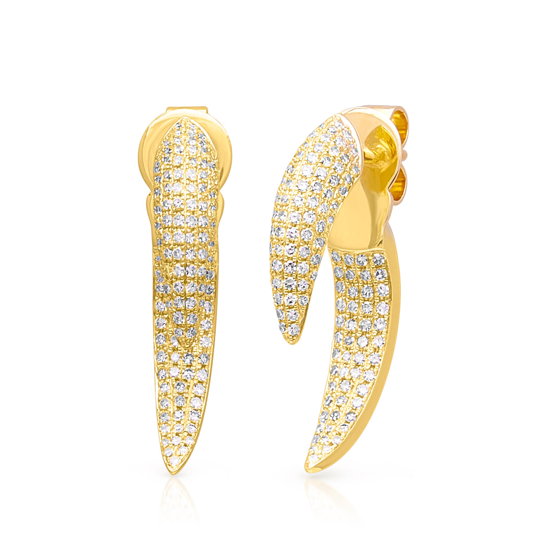 14KT Yellow Gold Diamond Sabre Earrings