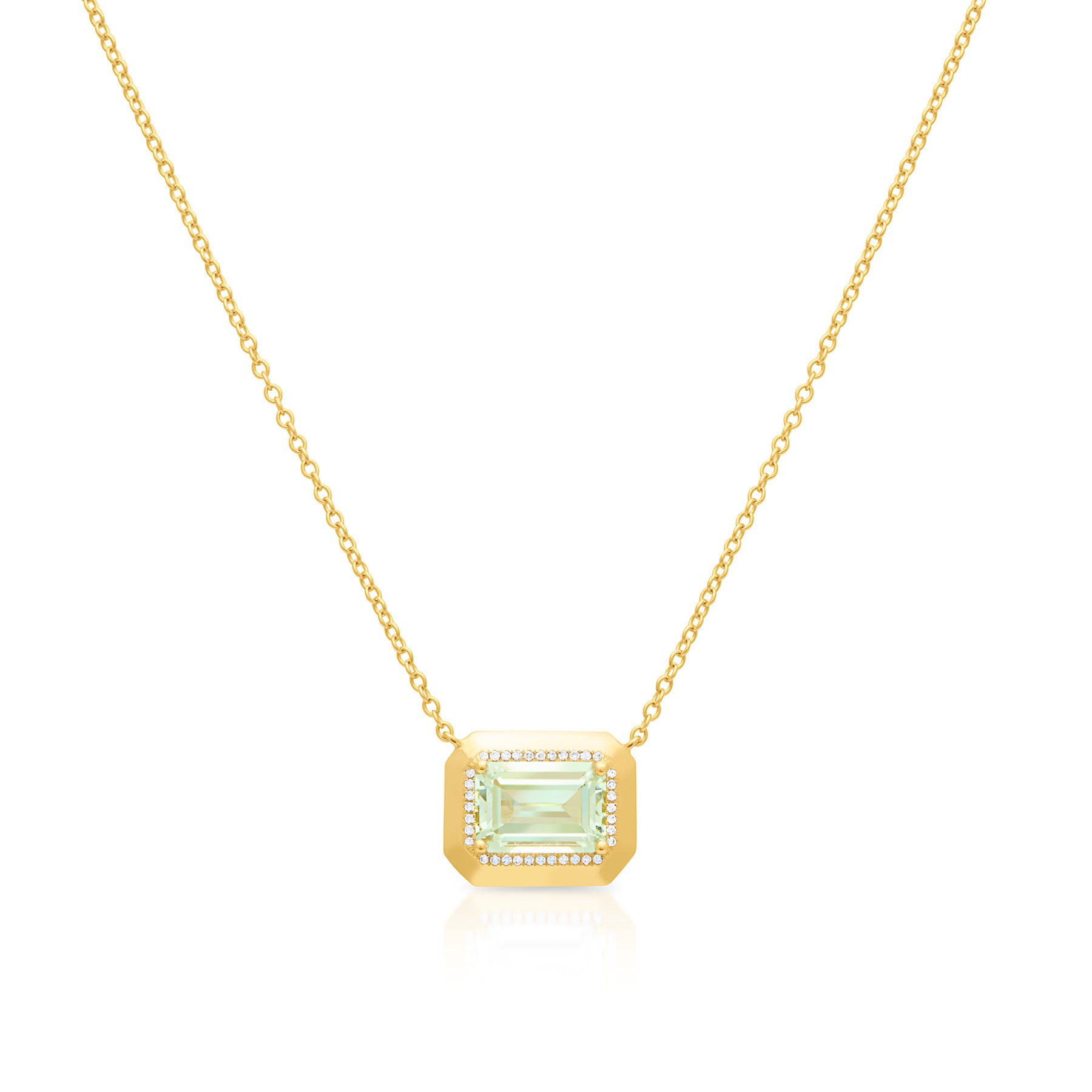 14KT Yellow Gold Green Amethyst Diamond Marabel Necklace