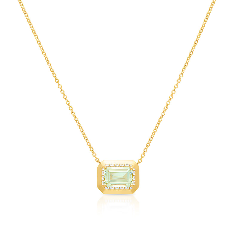 14KT Yellow Gold Green Amethyst Diamond Marabel Necklace
