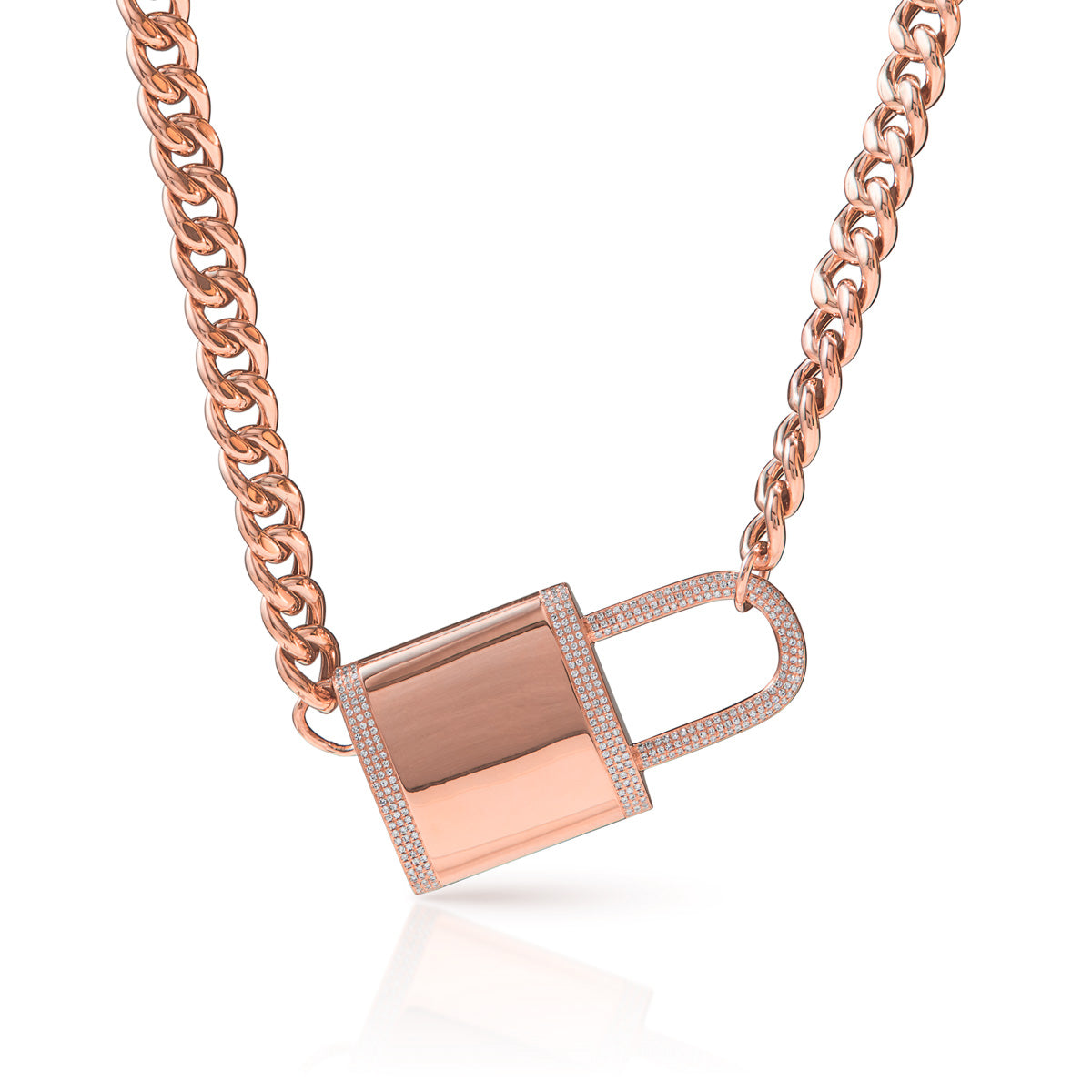 14KT Rose Gold Diamond Luxe Lovelock Necklace