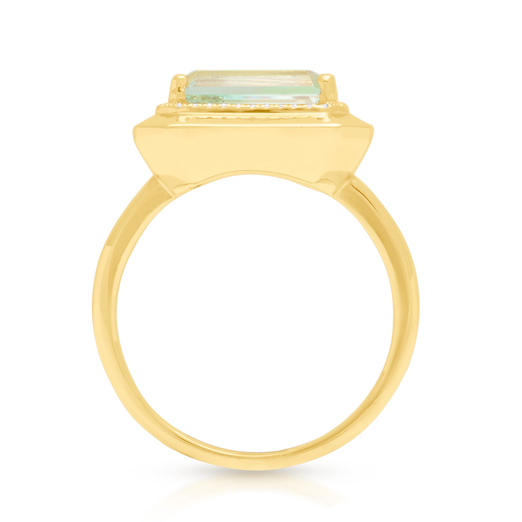 14KT Yellow Gold Green Amethyst Diamond Marabel Ring