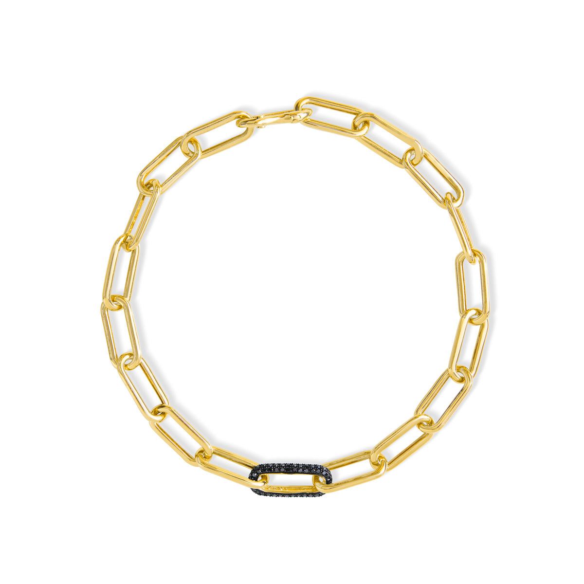 14KT Yellow Gold Black Diamond Chain Link Bianco Bracelet