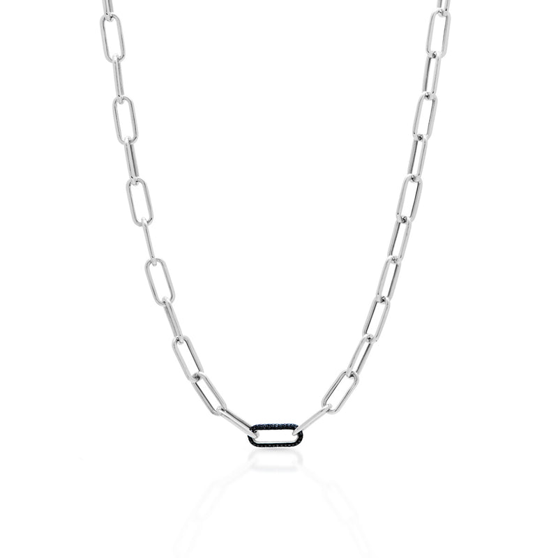 14KT White Gold Black Diamond Chain Link Bianco Necklace
