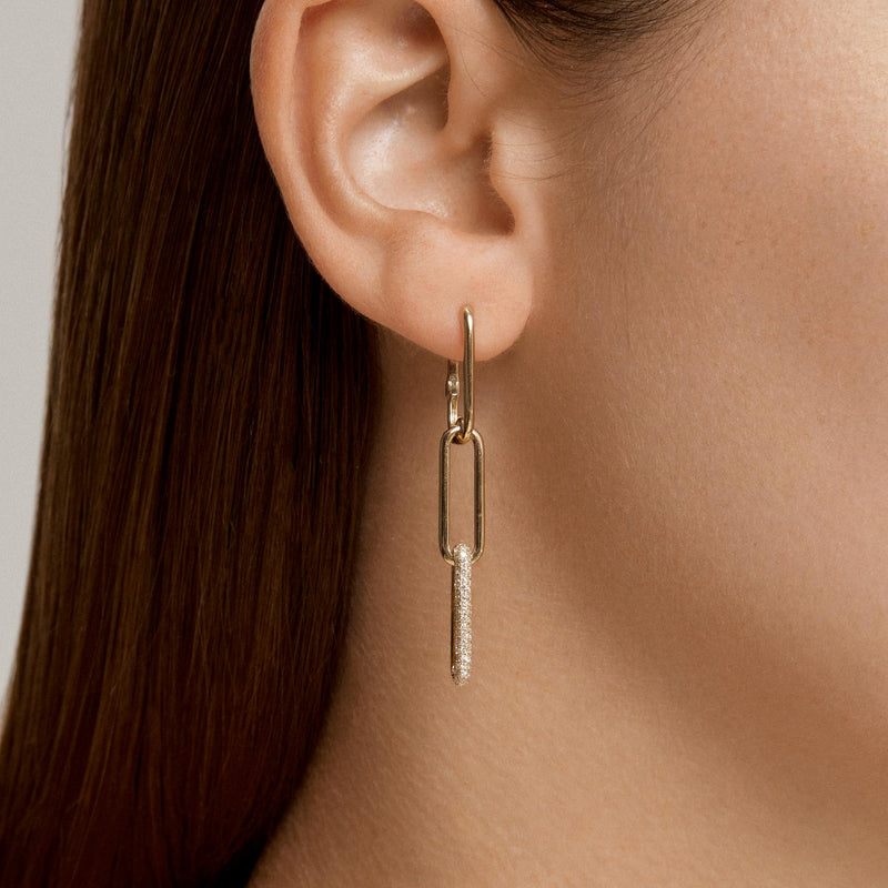 14KT Rose Gold Diamond Triple Link Bianca Earrings