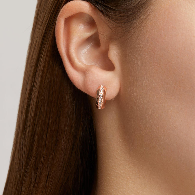 14KT Rose Gold Diamond Huggie Earrings
