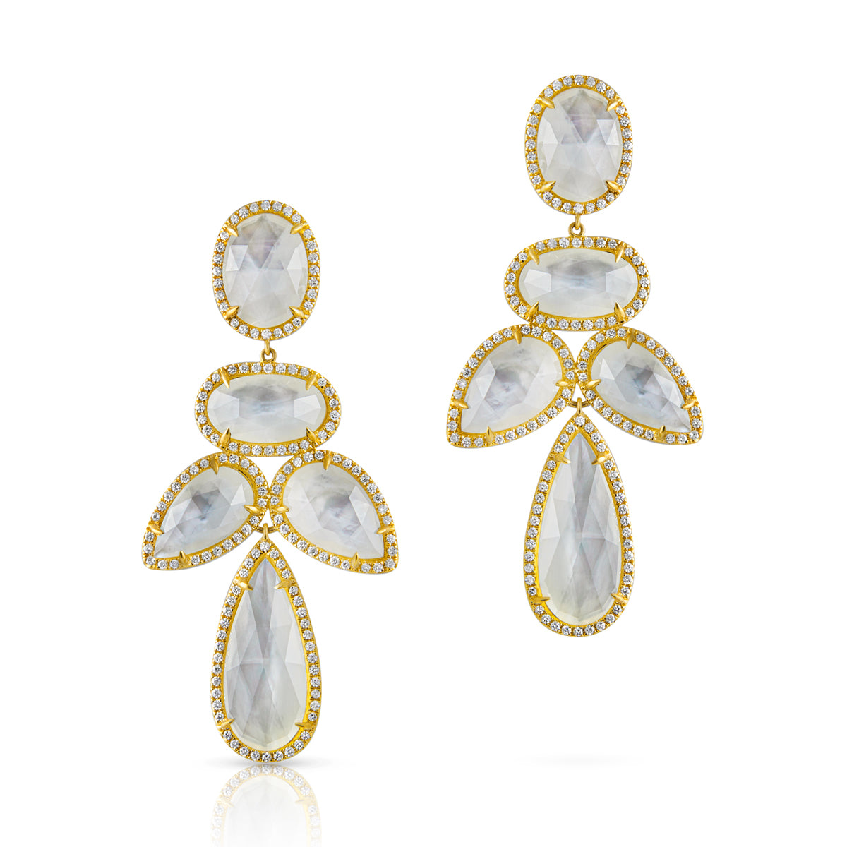 14KT Yellow Gold Mother of Pearl Doublet Diamond Bellissima