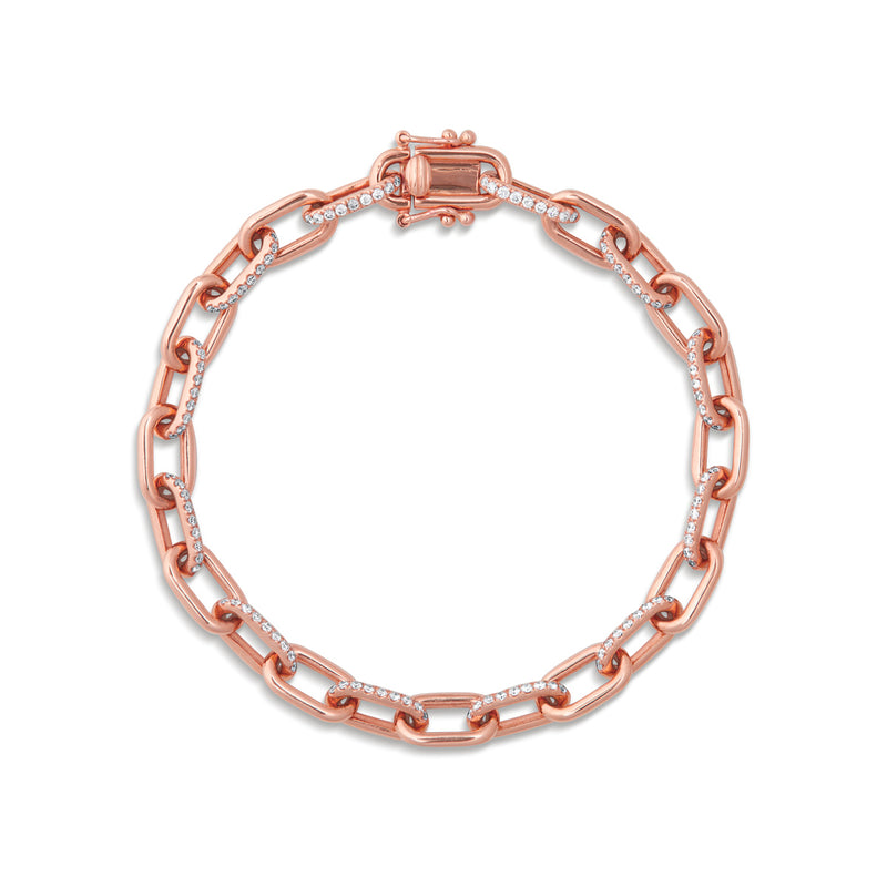 14KT Rose Gold Diamond Lara Chain Link Bracelet
