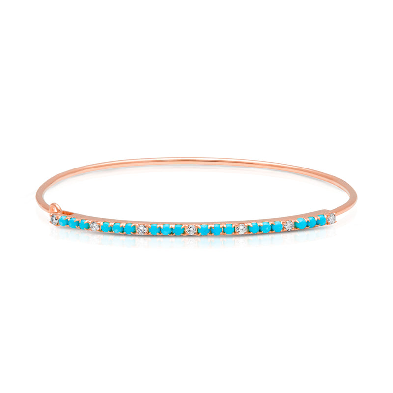 14KT Rose Gold Diamond Turquoise Latch Bracelet
