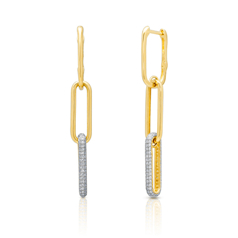 14KT Yellow Gold Diamond Triple Link Bianca Earrings