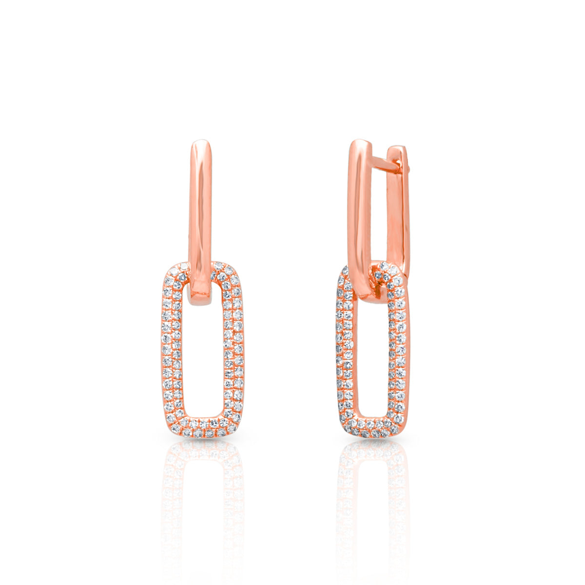 14KT Rose Gold Diamond Double Link Bianca Earrings