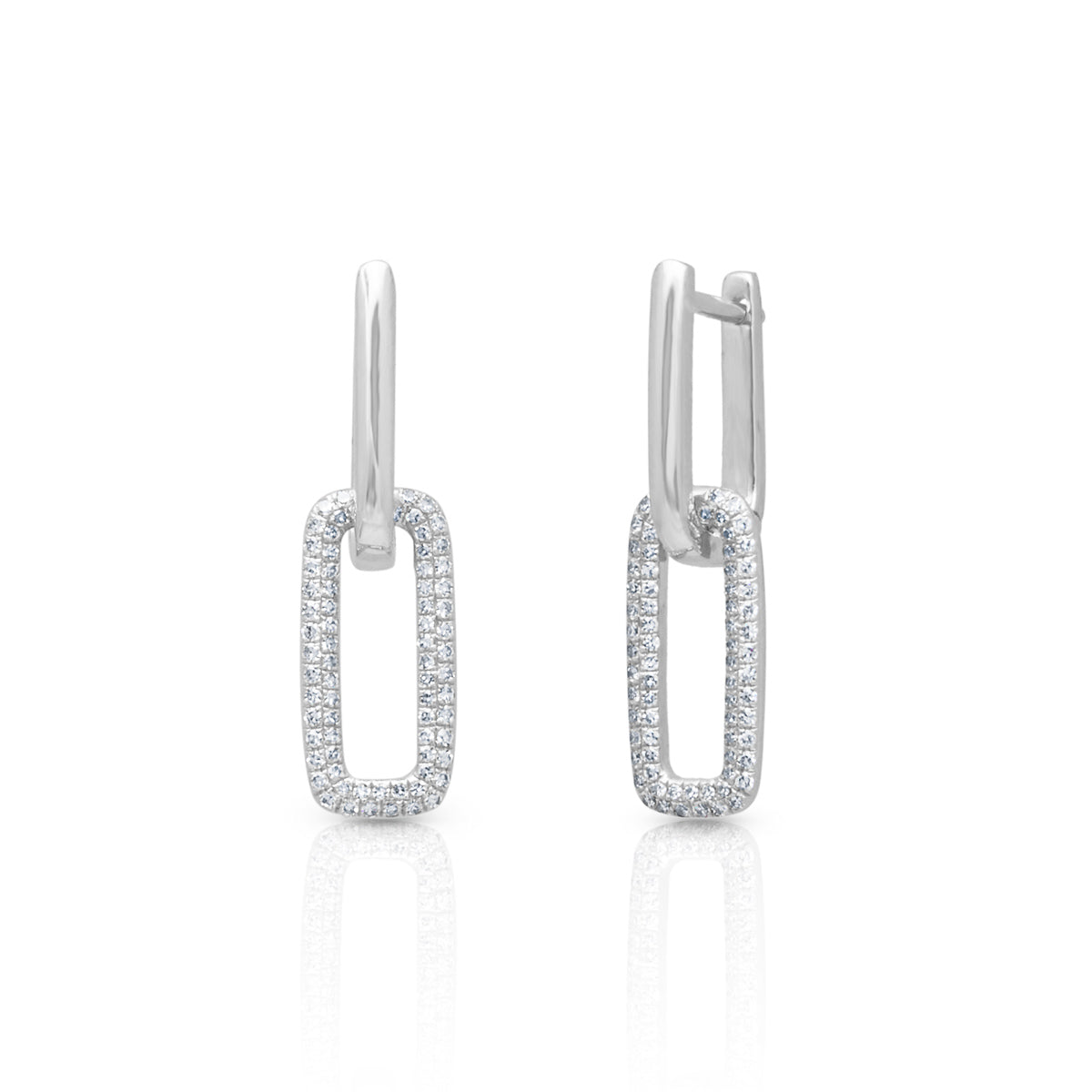 14KT White Gold Diamond Double Link Bianca Earrings