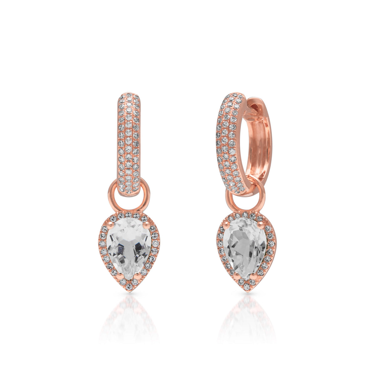 18KT Rose Gold White Topaz Diamond Brooklyn Earrings