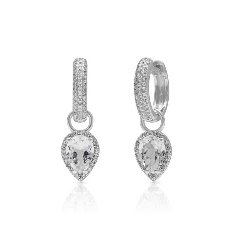 18KT White Gold White Topaz Diamond Brooklyn Earrings