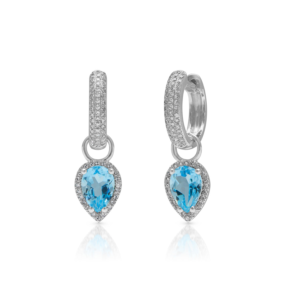 18KT White Gold Blue Topaz Diamond Brooklyn Earrings