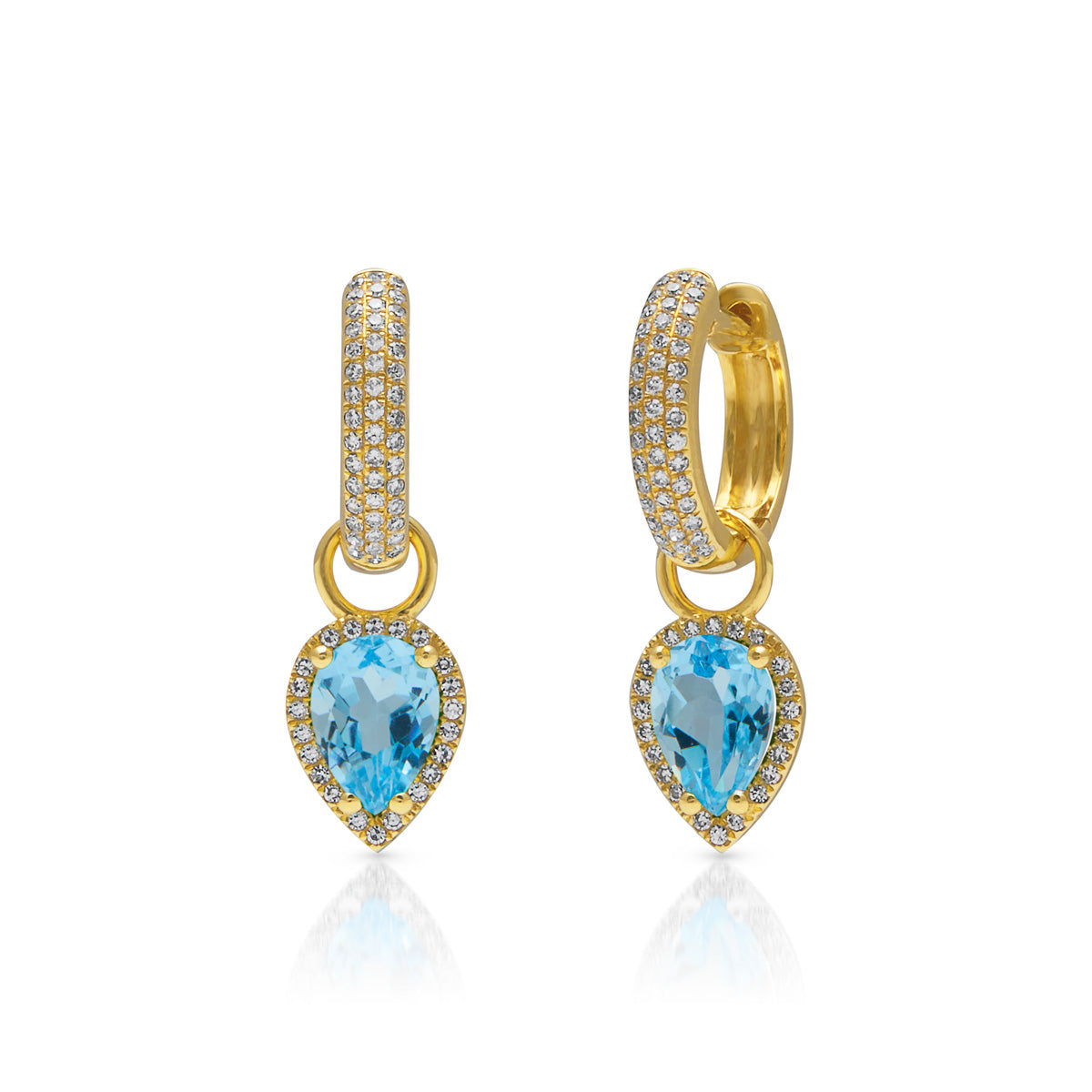 18KT Yellow Gold Blue Topaz Diamond Brooklyn Earrings