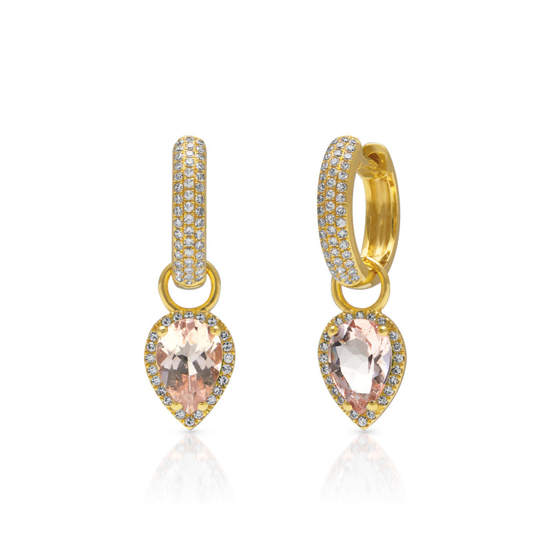 18KT Yellow Gold Morganite Diamond Brooklyn Earrings