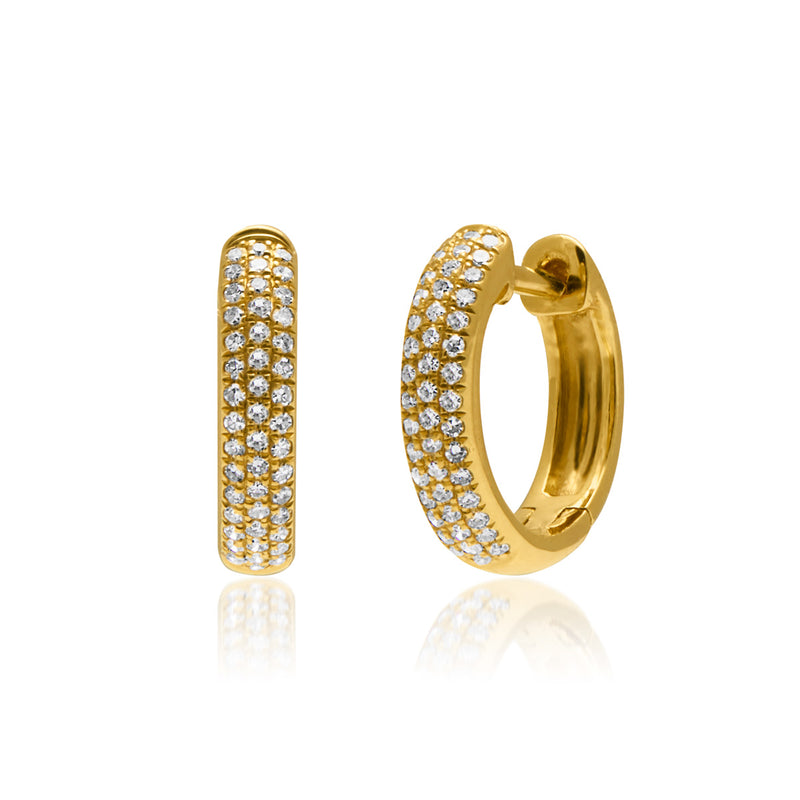 18KT Yellow Gold Diamond Brooklyn Huggie Earrings