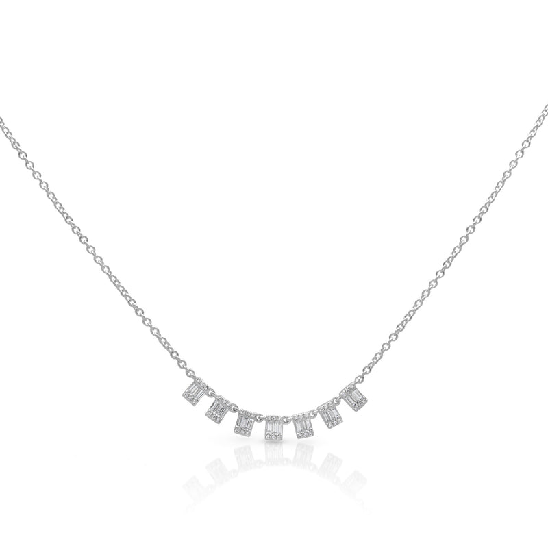 14KT White Gold Baguette Diamond Genevieve Necklace