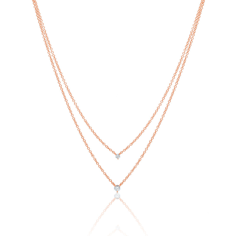 14KT Rose Gold Diamond Double Layer Dahlia Necklace