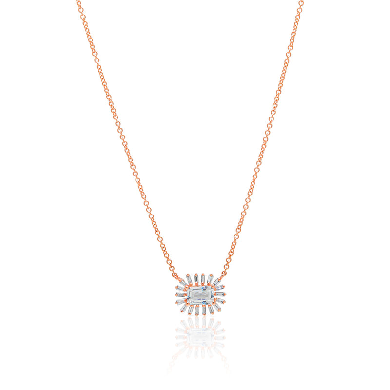 14KT Rose Gold Topaz Baguette Diamond Audelia Necklace