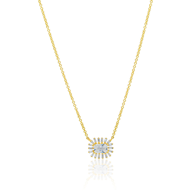 14KT Yellow Gold Topaz Baguette Diamond Audelia Necklace