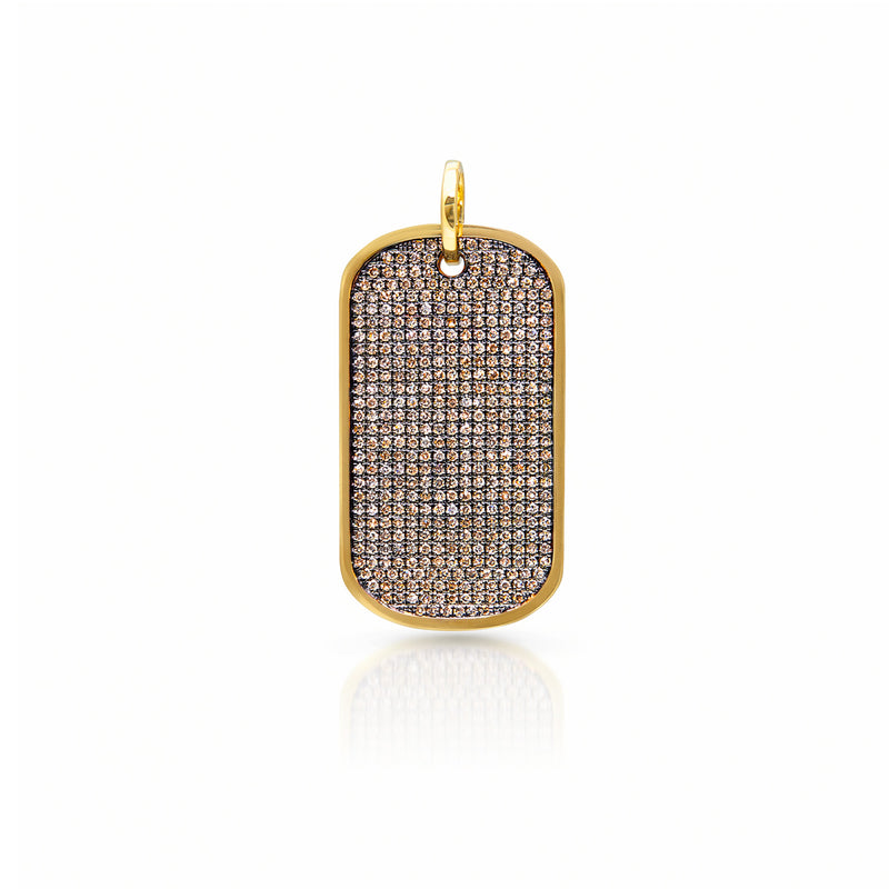 14KT Yellow Gold Champagne Diamond Luxe Nicolai Dog Tag Charm