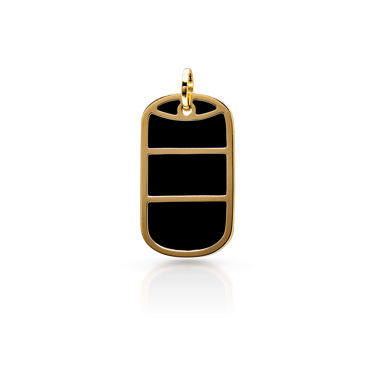 14KT Yellow Gold Black Agate Luxe Nicolai Dog Tag Charm