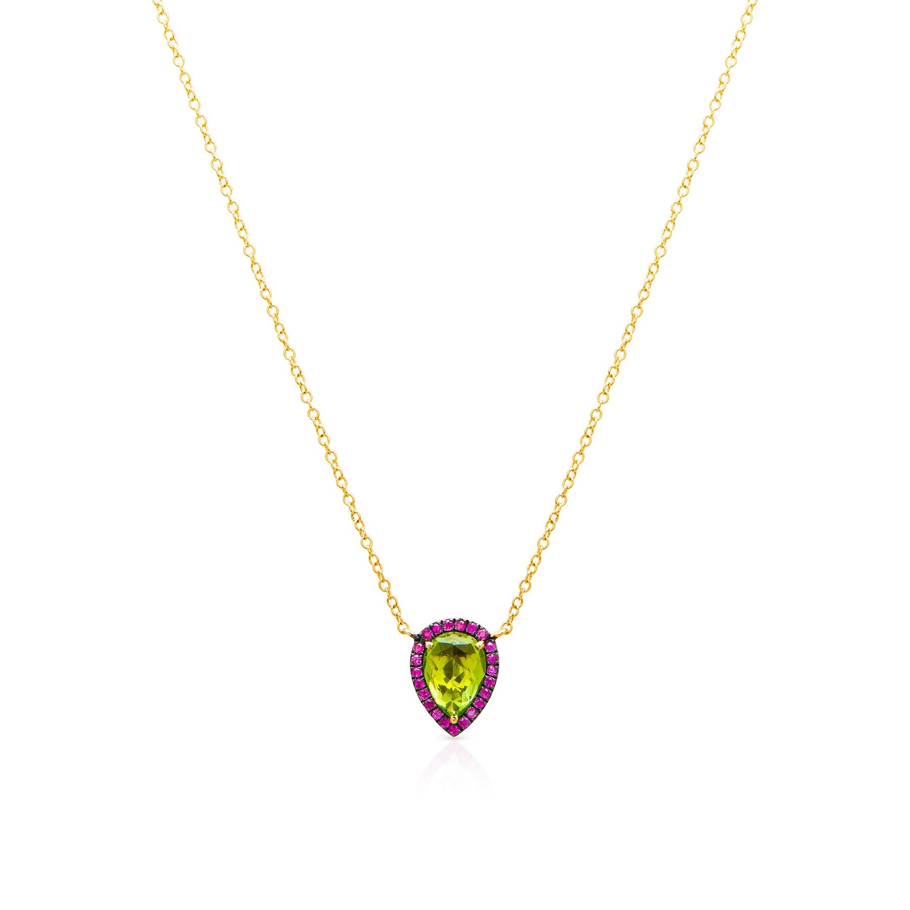 14KT Yellow Gold Peridot Pink Sapphire Sophie Necklace