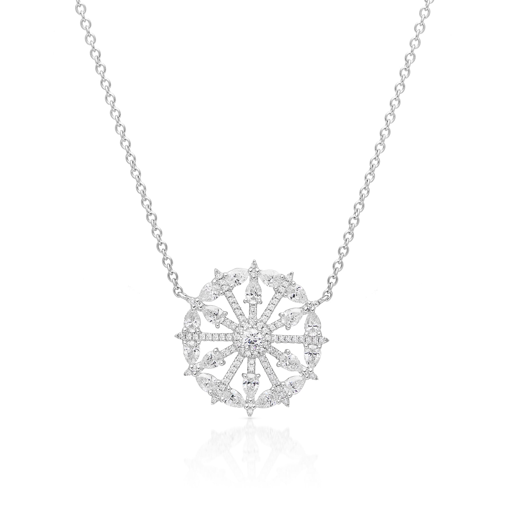 14KT White Gold Diamond Flora Necklace