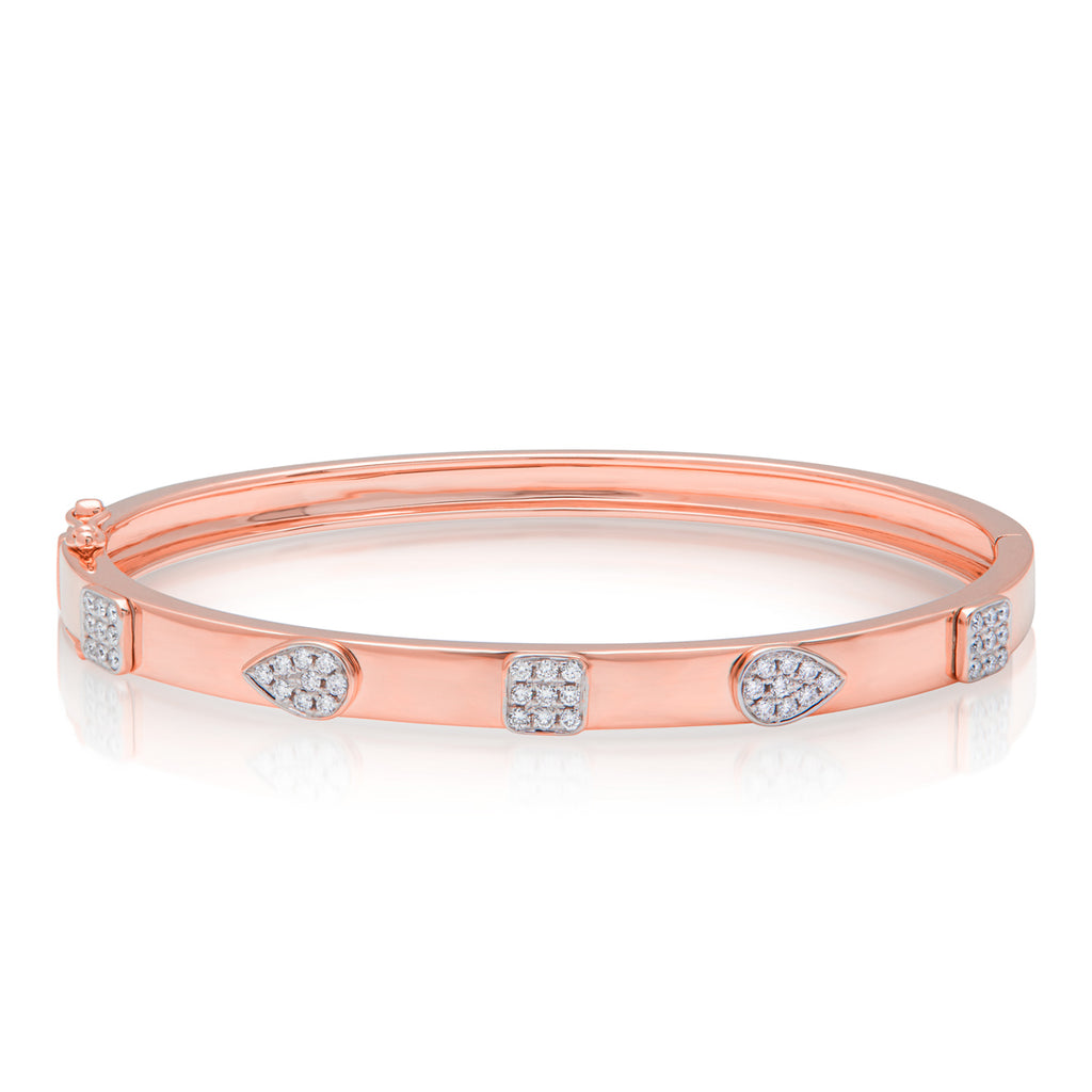 14kt Rose Gold Sparkle Full Diamond Bangle Bracelet | Anne Sisteron