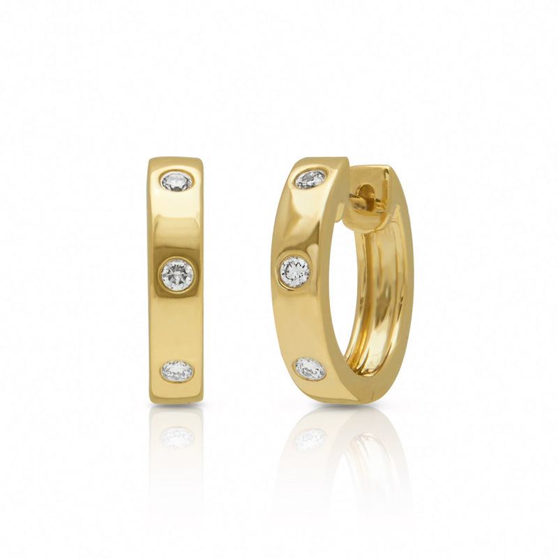 14KT Yellow Gold Diamond Sparkle Huggie Earrings