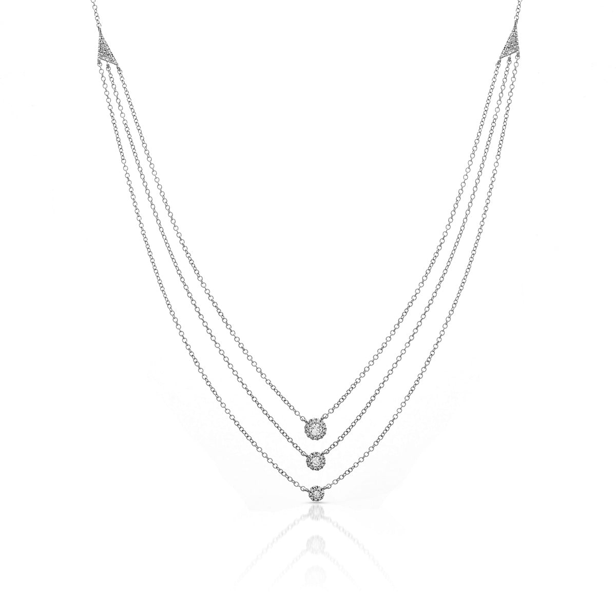 14KT White Gold Diamond Triple Layer Mikaila Necklace
