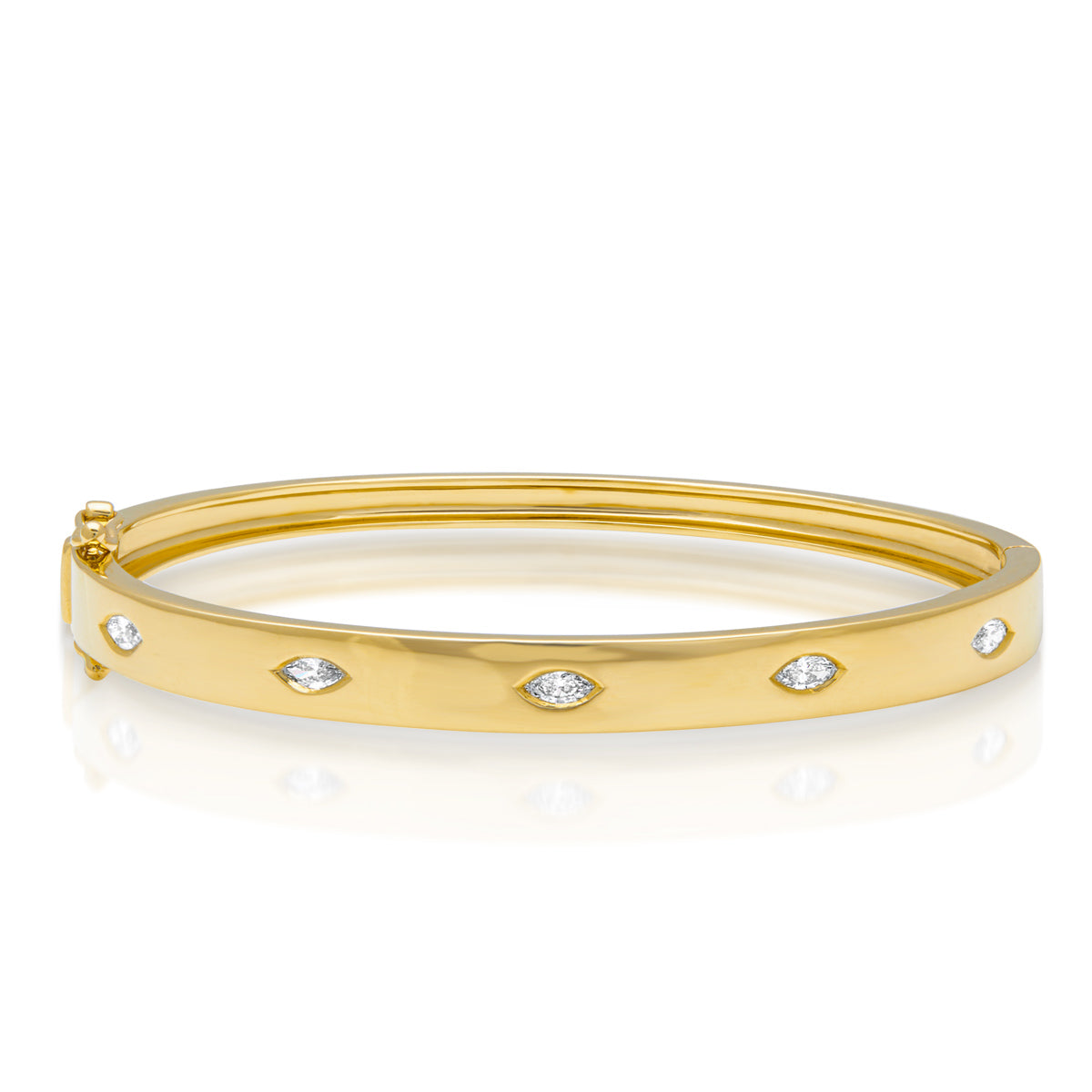 14KT Yellow Gold Diamond Marquis Sparkle Bangle Bracelet