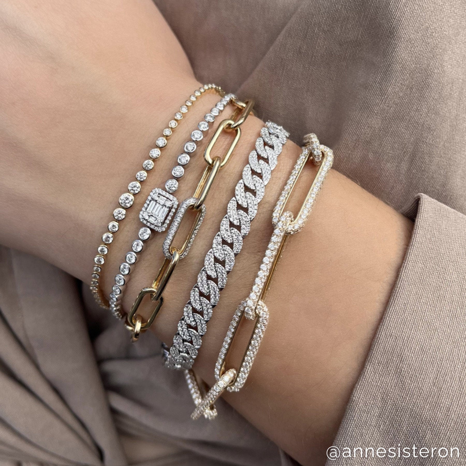 14KT Rose Gold Diamond Chain Link Bianca Bracelet