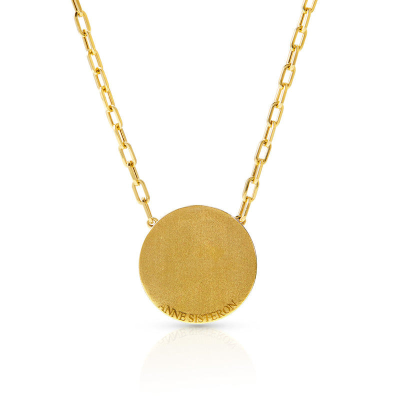 14KT Yellow Gold Diamond Tsavorite Snake Medallion Charm Chain Link Necklace
