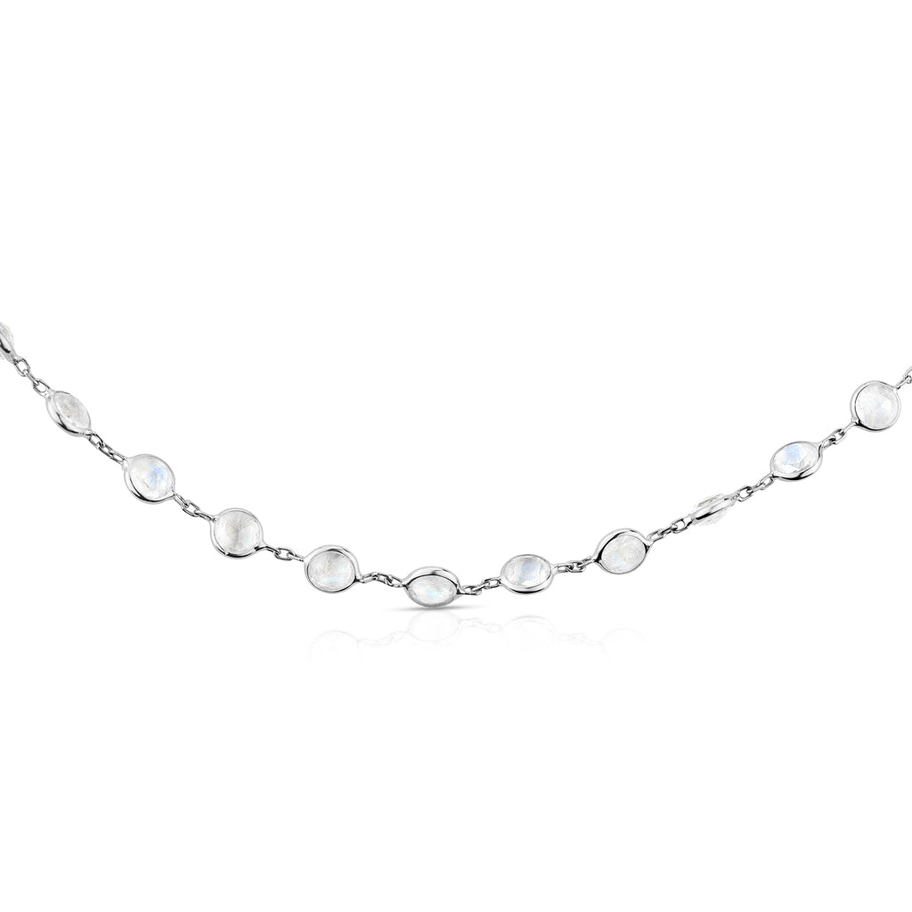 14KT White Gold Moonstone 36" Necklace-Anne Sisteron