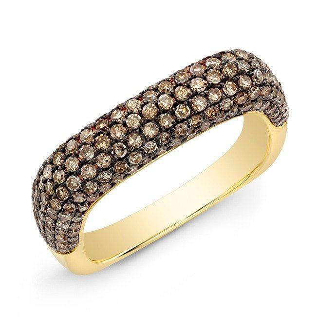 14KT Yellow Gold Champagne Diamond Square Ring