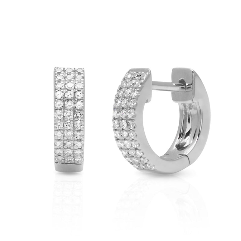 14KT White Gold Diamond Chloe Huggie Earrings