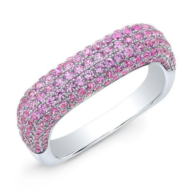14KT White Gold Pink Sapphire Square Ring
