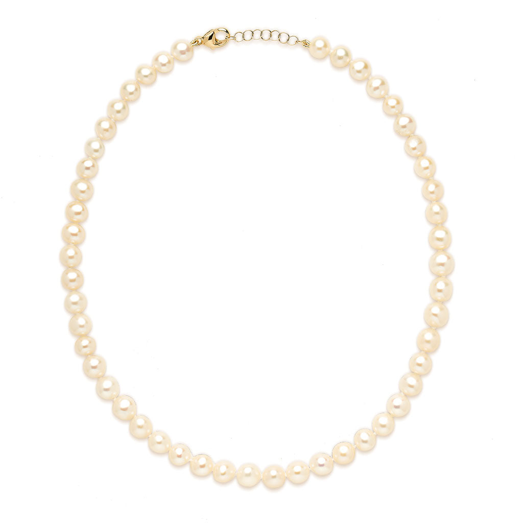 14KT Yellow Gold Grace 7mm Pearl Choker Necklace