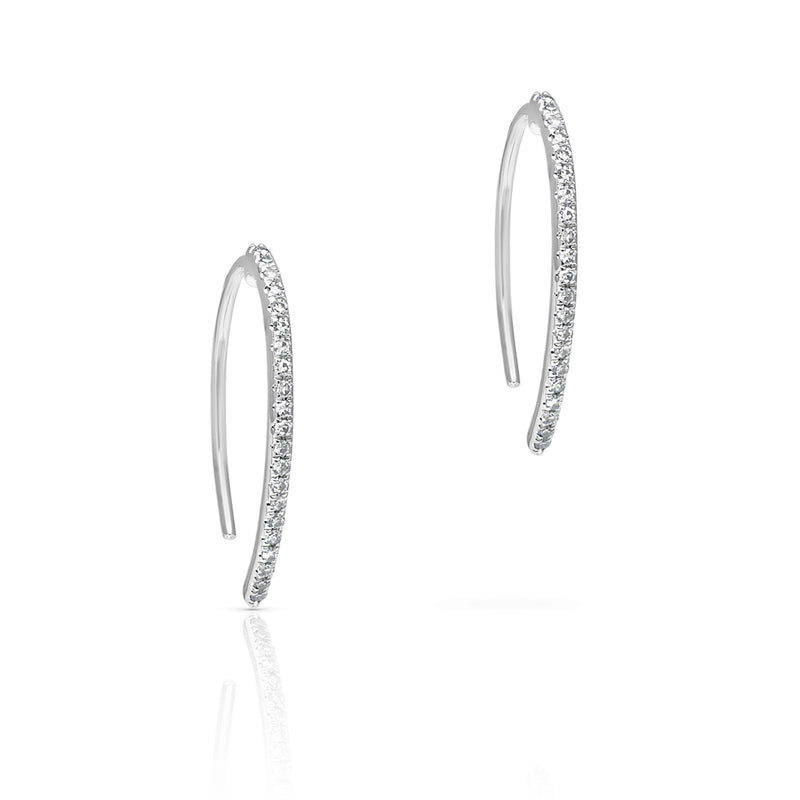 14KT White Gold Diamond Lash Wishbone Earrings – Anne Sisteron