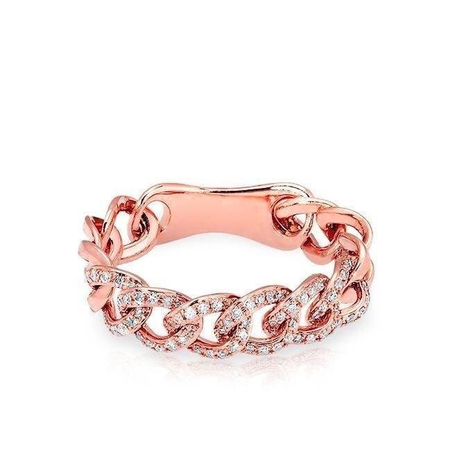 14KT Rose Gold Diamond Chain Link Light Ring