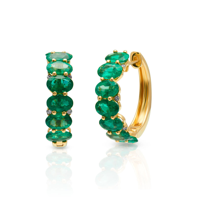 14KT Yellow Gold Emerald Diamond Ameka Earrings