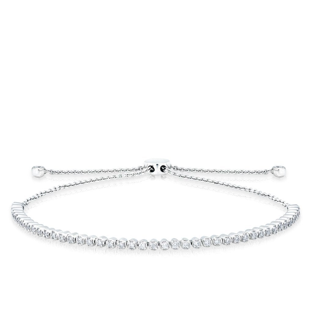 14KT White Gold Diamond Brittany Tennis Tie Up Bracelet
