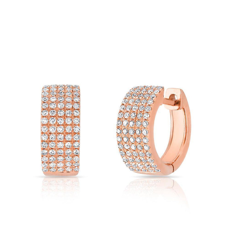 14KT Rose Gold Diamond Pave Kiara Huggie Earrings