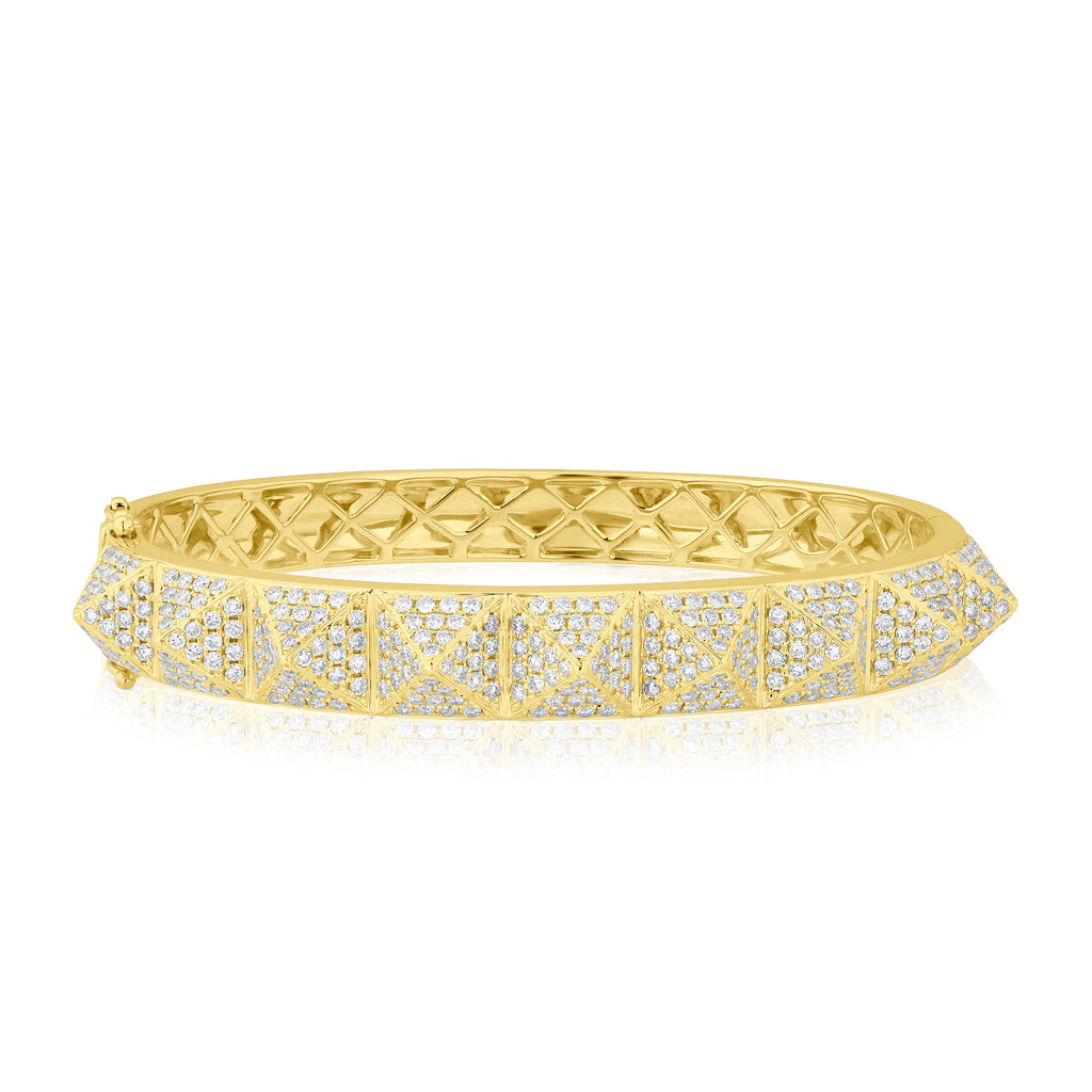 14KT Yellow Gold Diamond Harlow Spike Bangle Bracelet